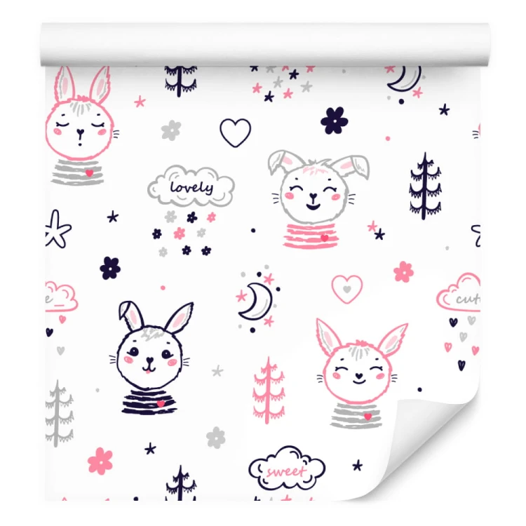 Tapeta Króliki Na Tle Kwiatów