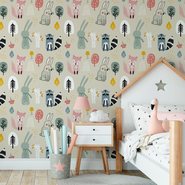 Tapeta Do Pokoju Dziecięcego Zwierzęta Leśne Las
