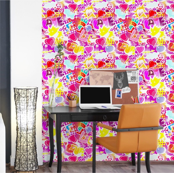 Tapeta Różowe Graffiti