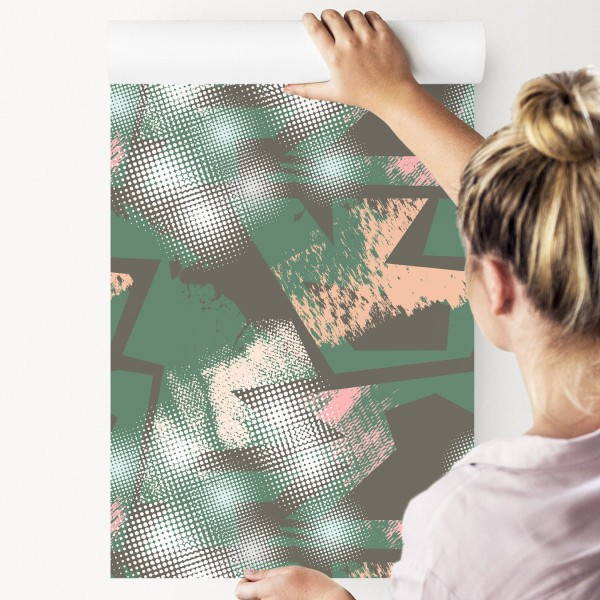 Tapeta Graffiti Z Zielonymi Elementami