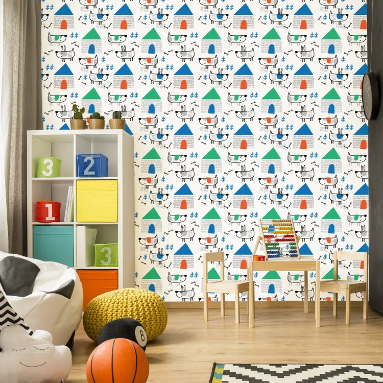 Tapeta Do Pokoju Dziecka Psy W Stylu Skandynawskim