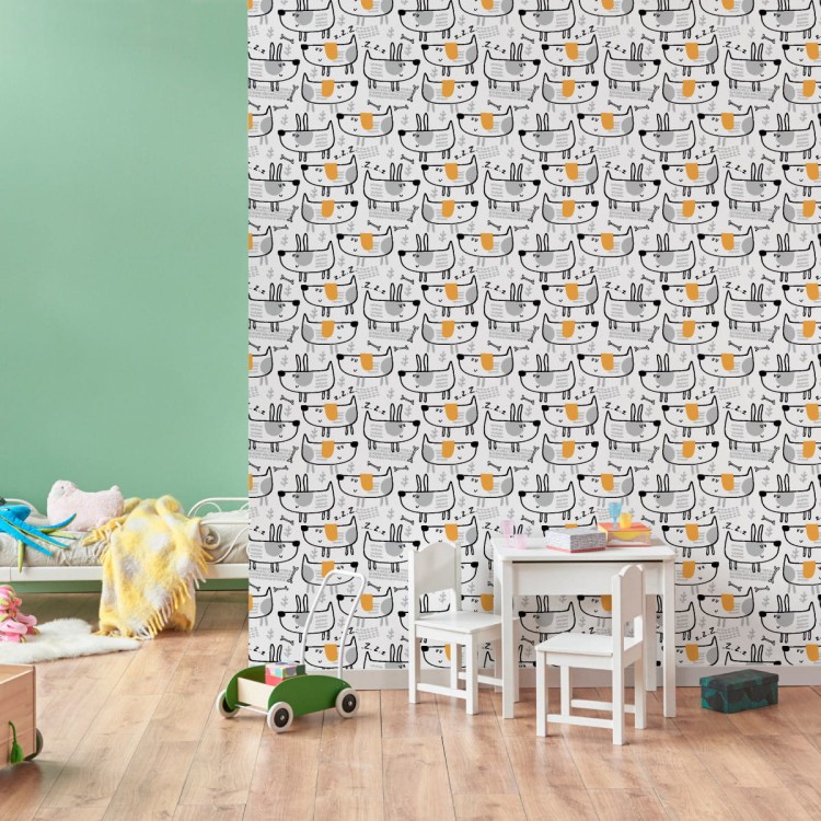 Tapeta Dla Dzieci Pieski W Stylu Skandynawskim