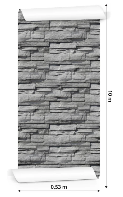 Tapeta Kamień Łupek W Odcieniach Szarości - Efekt 3D