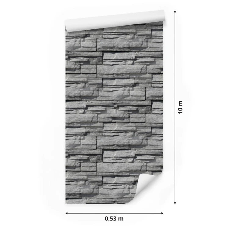 Tapeta Kamień Łupek W Odcieniach Szarości - Efekt 3D