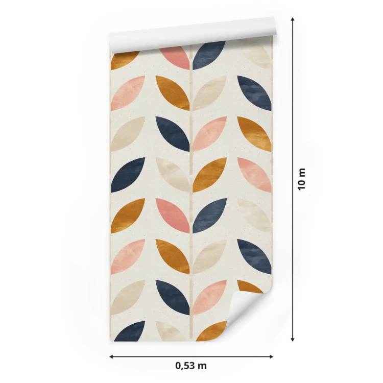 Tapeta Malowane Liście W Stylu Retro