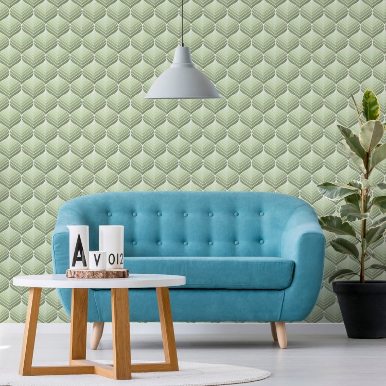 Tapeta Zielone Wzory Retro