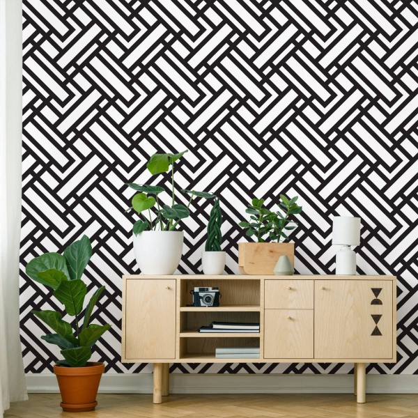 Tapeta Czarno - Białe Wzory Geometryczne