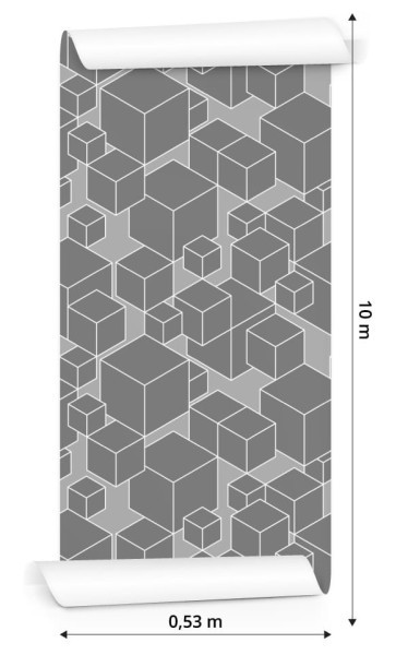 Tapeta Geometryczna - Sześciany W Odcieniach Szarości