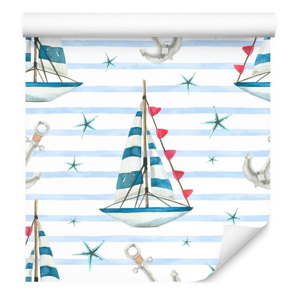 Tapeta Żaglówki I Rozgwiazdy Malowane Akwarelą