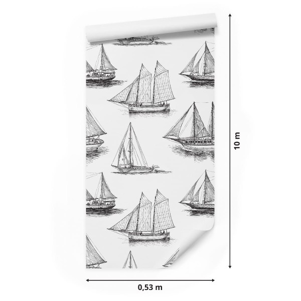Tapeta Czarno-Białe Żaglówki