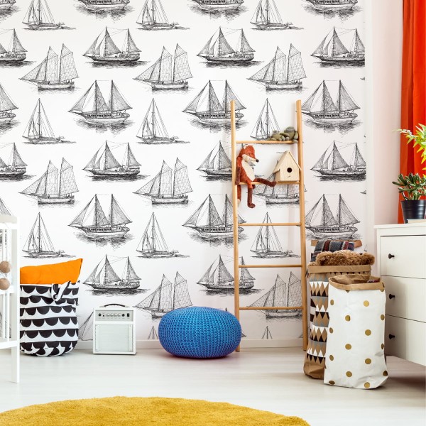 Tapeta Czarno-Białe Żaglówki