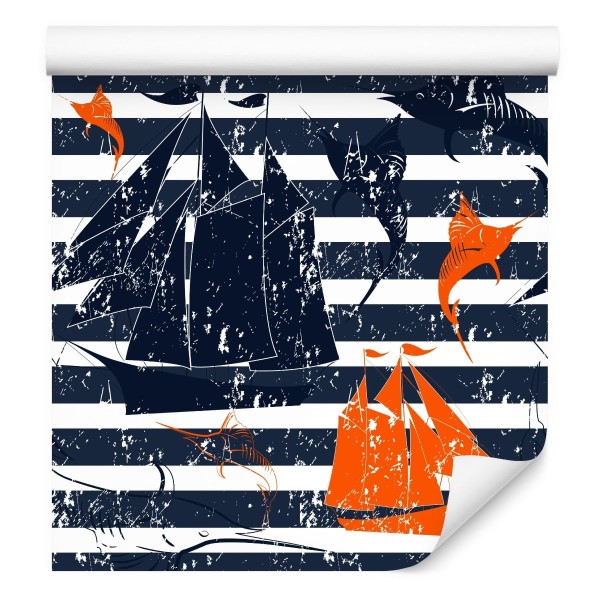 Tapeta Żaglowce Na Tle Pasków