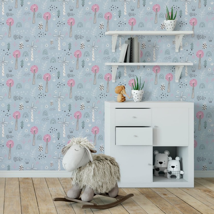 Tapeta Dla Dzieci - Kolorowa Dżungla W Stylu Skandynawskim