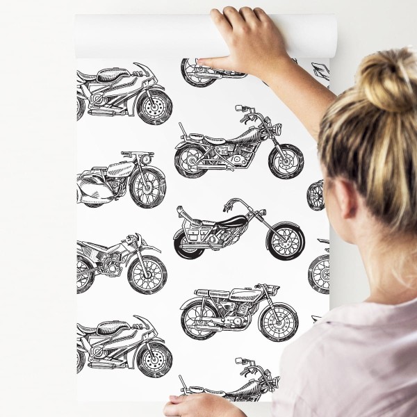 Tapeta Czarno-Białe Rysowane Motocykle