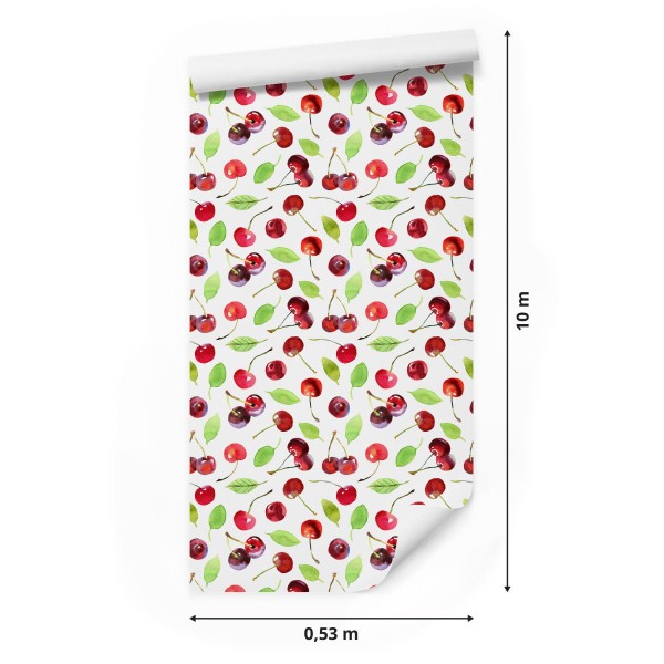 Tapeta W Owoce, Wiśnie, Liście, Do Kuchni