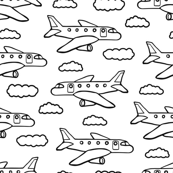 Tapeta Czarno-Białe Samoloty Z Chmurkami