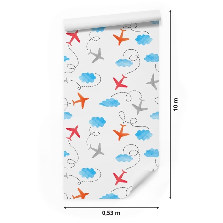 Tapeta Bajkowe Samoloty Malowane Akwarelą