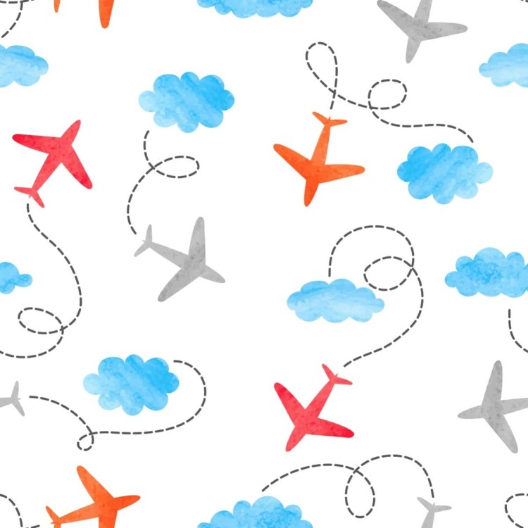 Tapeta Bajkowe Samoloty Malowane Akwarelą