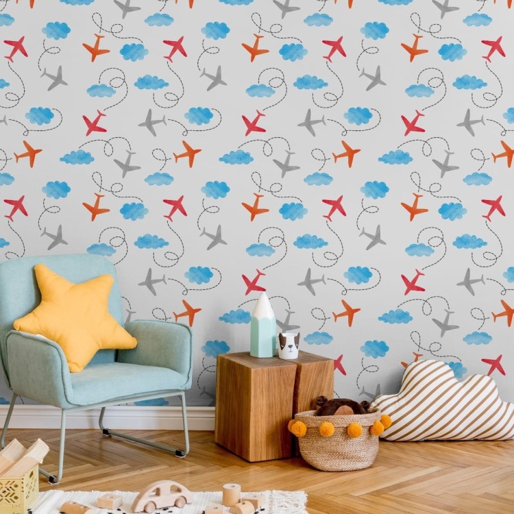 Tapeta Bajkowe Samoloty Malowane Akwarelą