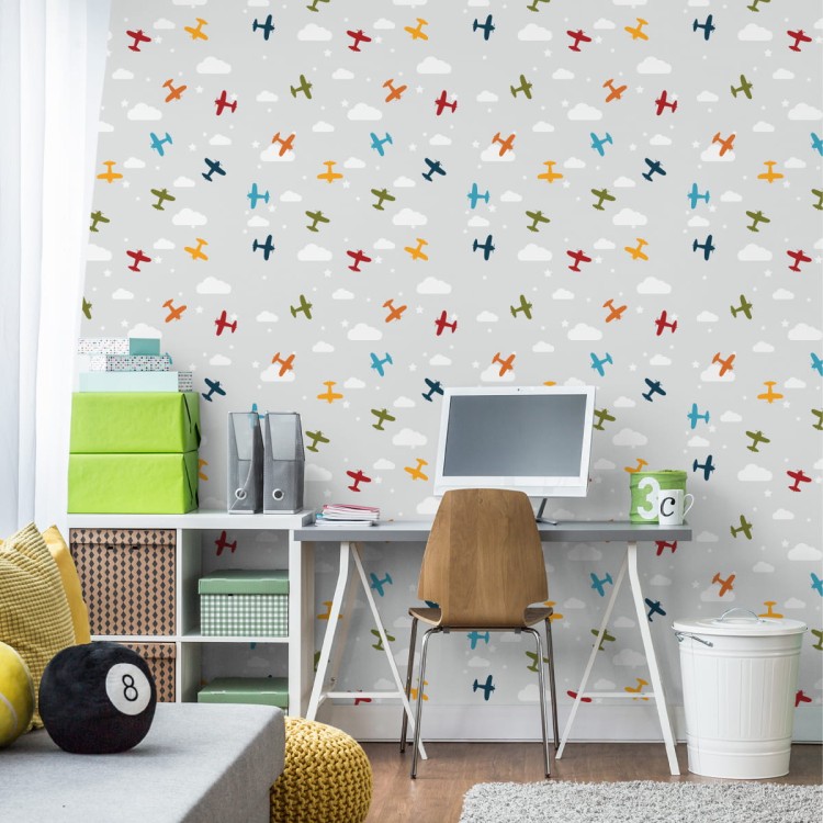 Tapeta Kolorowe Samoloty Z Chmurkami