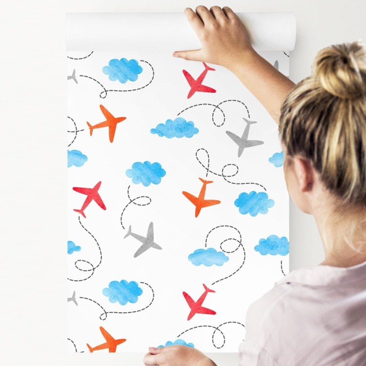 Tapeta Bajkowe Samoloty Malowane Akwarelą