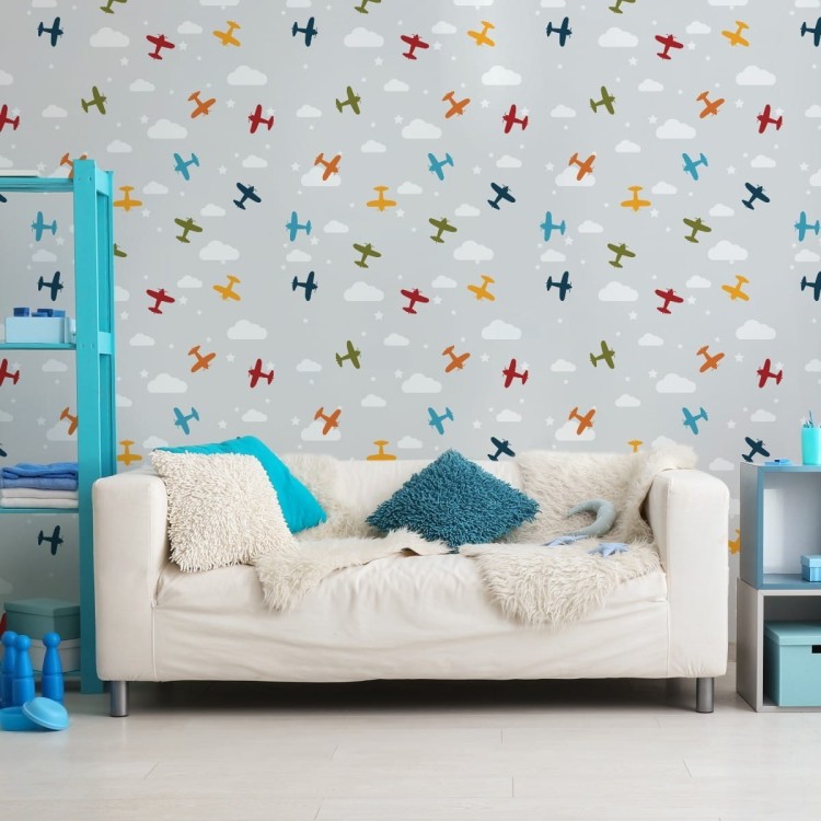 Tapeta Kolorowe Samoloty Z Chmurkami