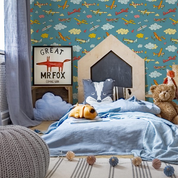 Tapeta Kolorowe Samoloty W Stylu Retro