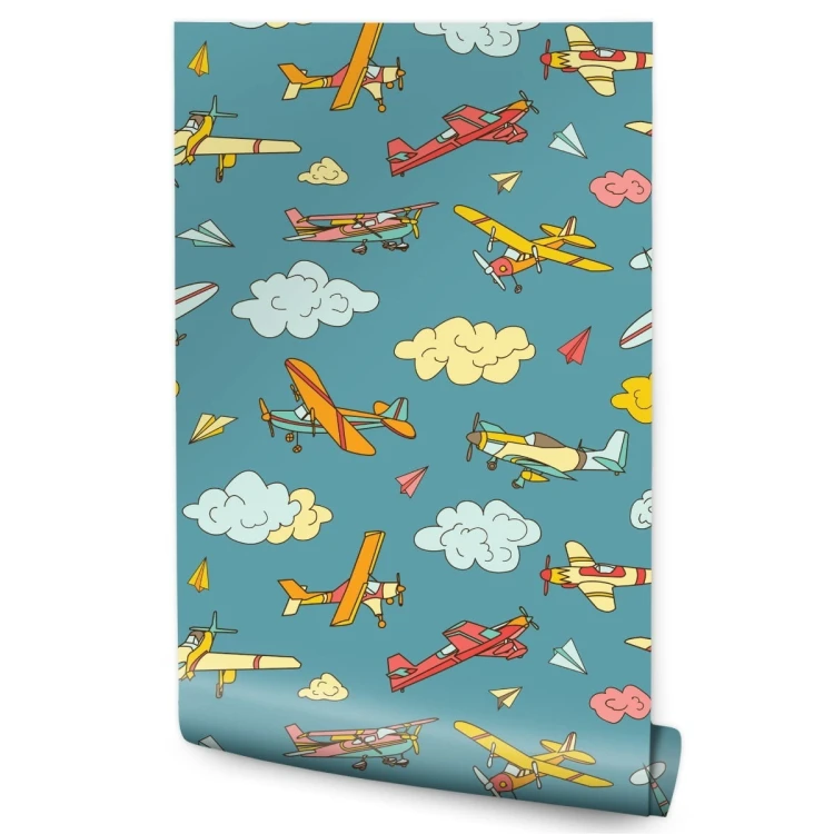 Tapeta Kolorowe Samoloty W Stylu Retro