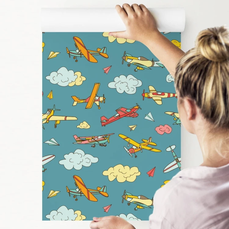 Tapeta Kolorowe Samoloty W Stylu Retro