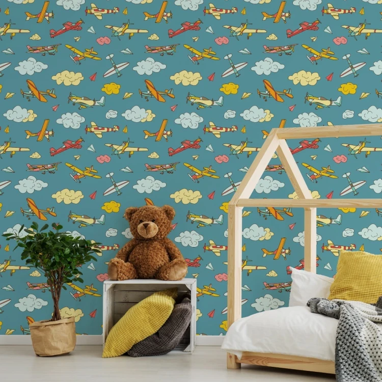 Tapeta Kolorowe Samoloty W Stylu Retro