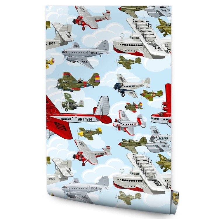Tapeta Kolorowe Samoloty Vintage