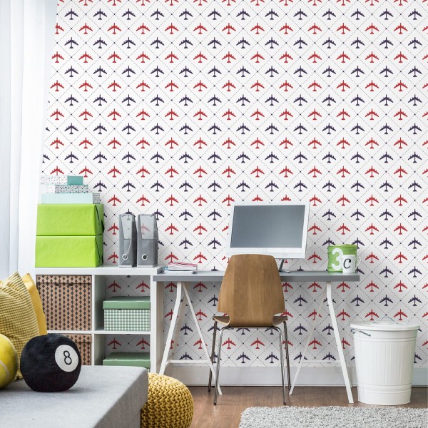 Tapeta Kolorowe Samoloty W Kratkę