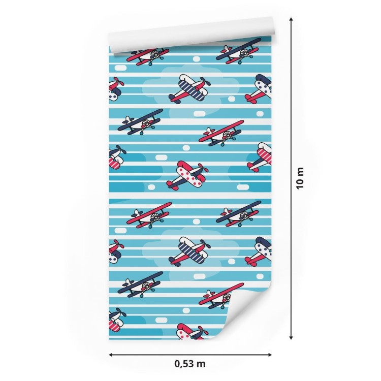 Tapeta Bajkowe Samoloty Na Tle Pasków