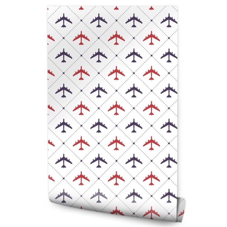 Tapeta Kolorowe Samoloty W Kratkę