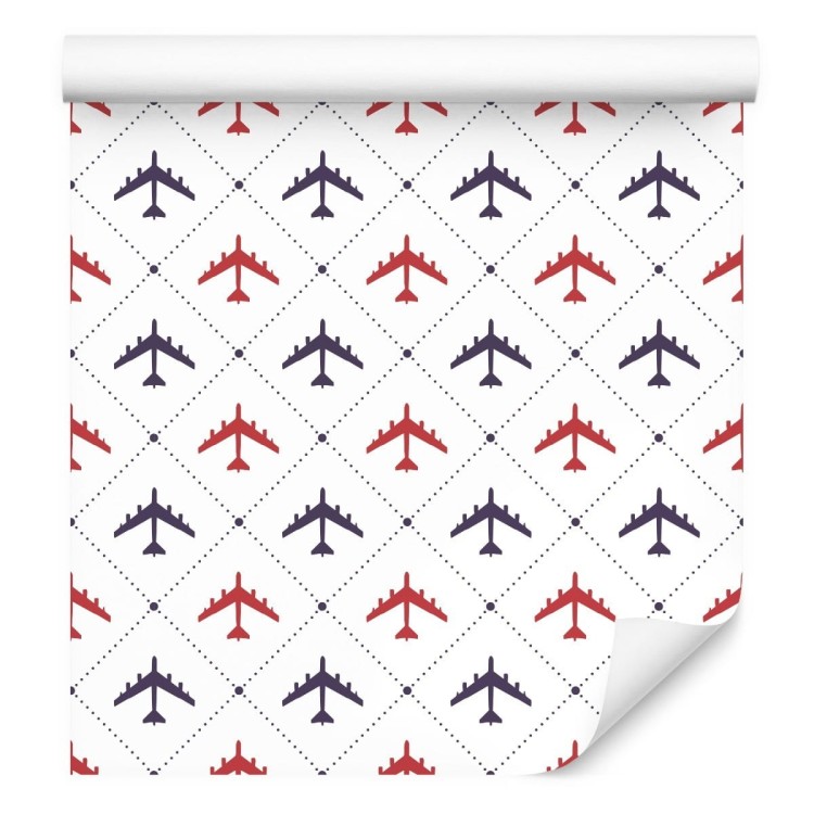 Tapeta Kolorowe Samoloty W Kratkę