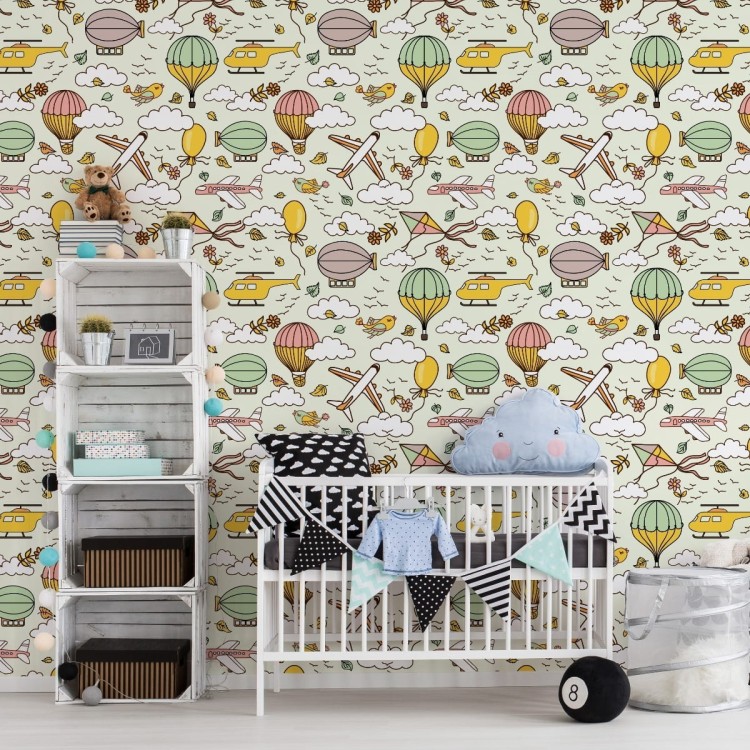 Tapeta Kolorowe Samoloty Z Balonami