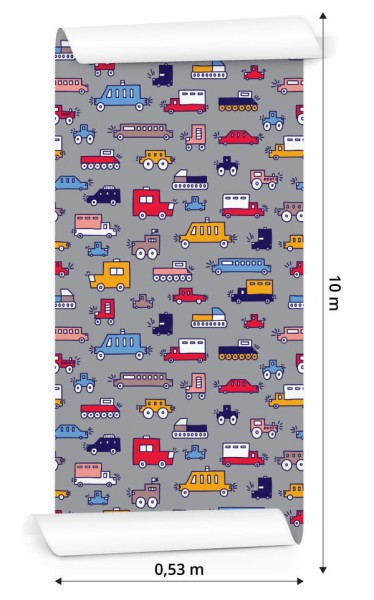 Tapeta Dla Dzieci - Kolorowe Samochodziki