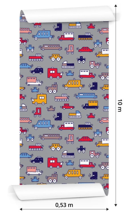 Tapeta Dla Dzieci - Kolorowe Samochodziki