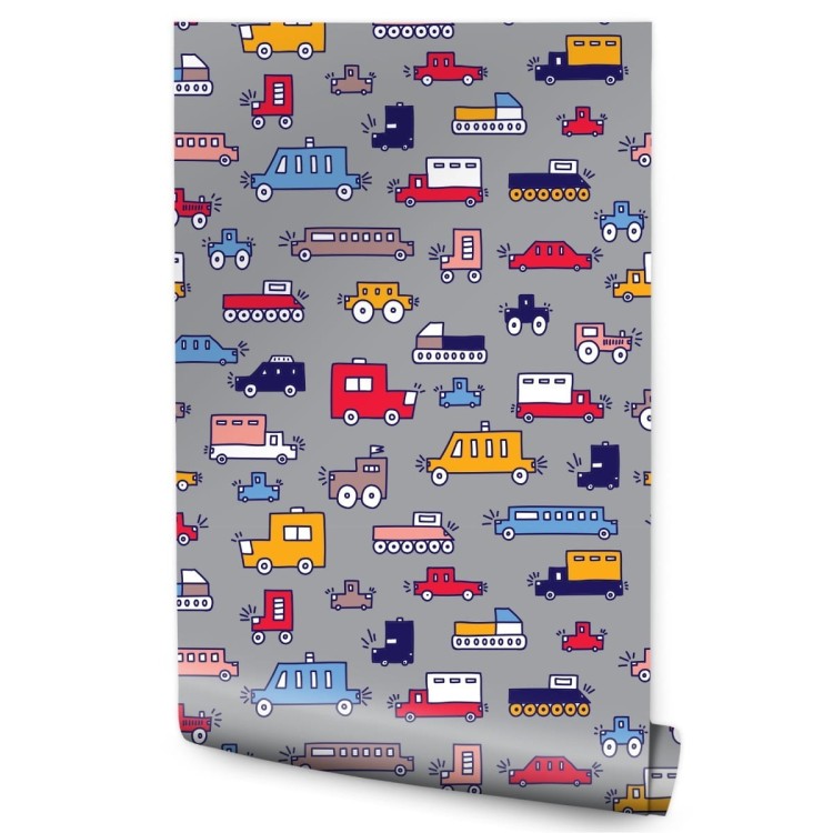 Tapeta Dla Dzieci - Kolorowe Samochodziki