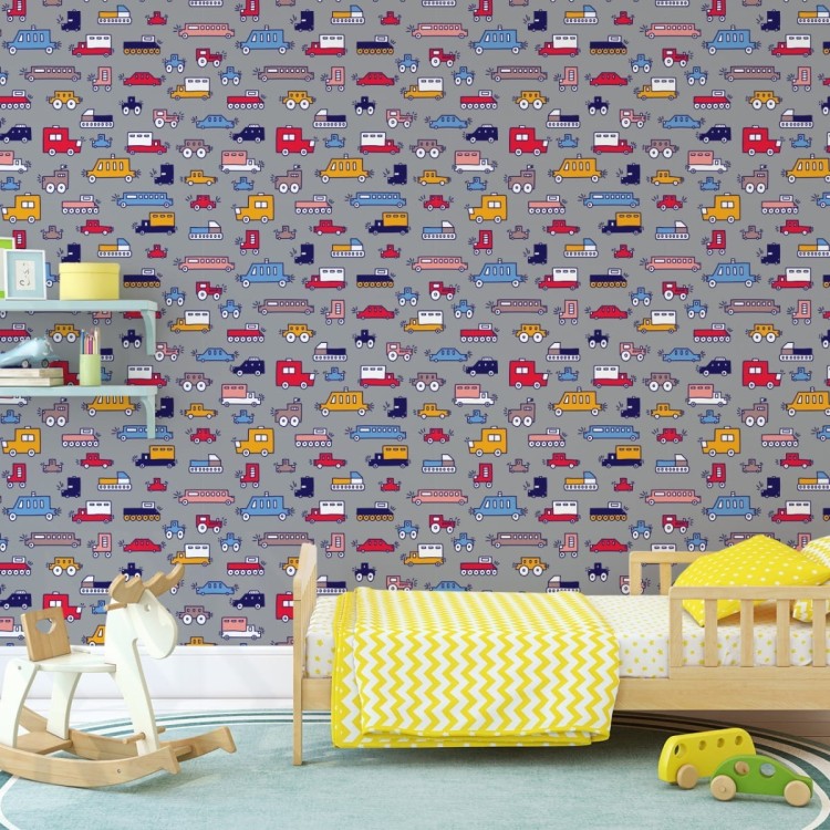 Tapeta Dla Dzieci - Kolorowe Samochodziki