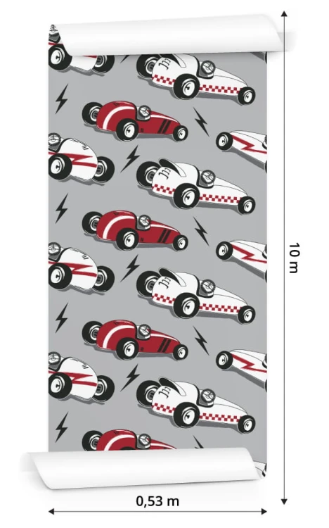 Tapeta Dla Dzieci - Wyścigowe Samochody W Stylu Vintage