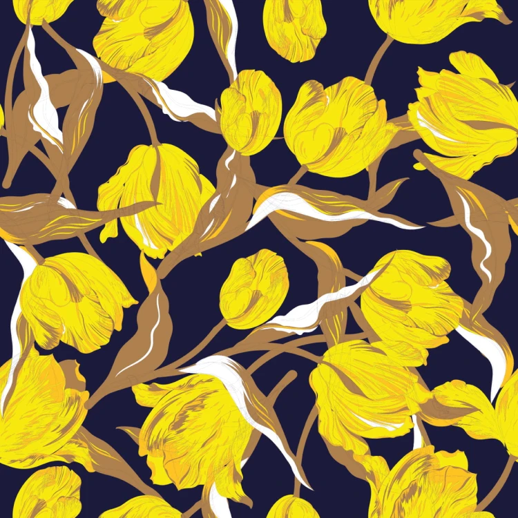 Tapeta Żółte Tulipany