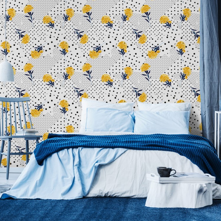Tapeta Kwiaty I Kropki