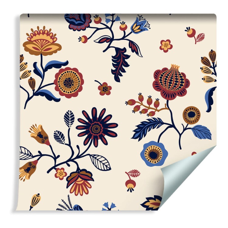 Tapeta Kwiatowy Wzór Ludowy