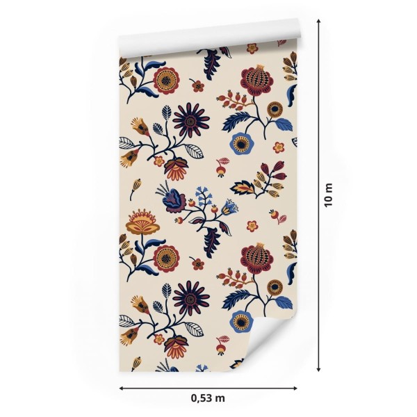 Tapeta Kwiatowy Wzór Ludowy