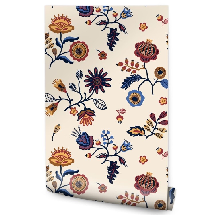 Tapeta Kwiatowy Wzór Ludowy