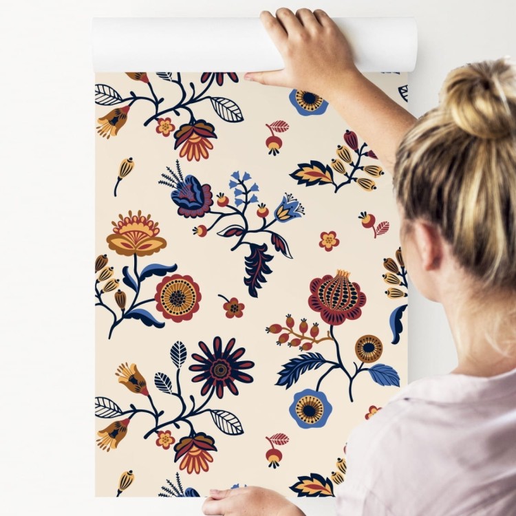 Tapeta Kwiatowy Wzór Ludowy