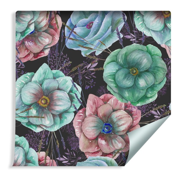 Tapeta Kolorowe Zawilce Malowane Akwarelą