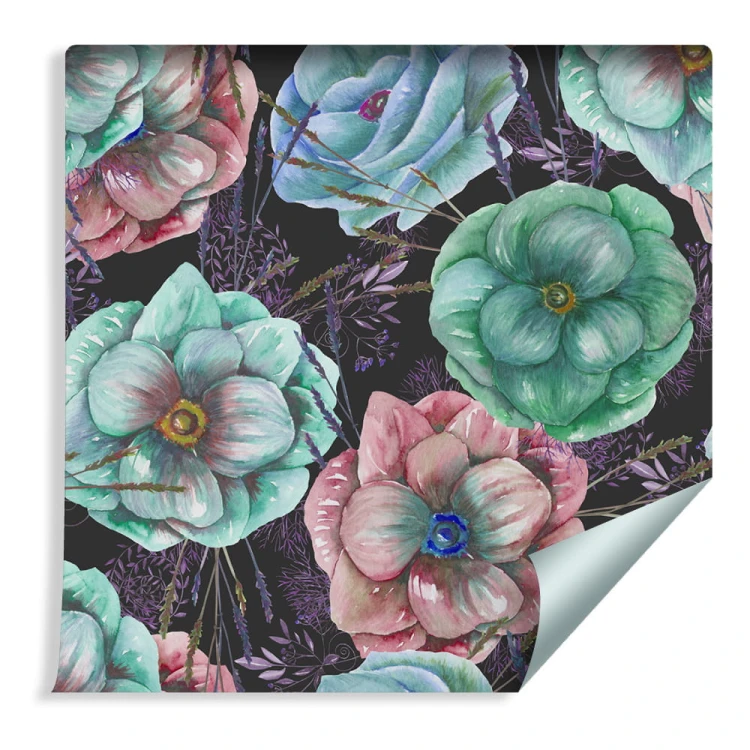 Tapeta Kolorowe Zawilce Malowane Akwarelą