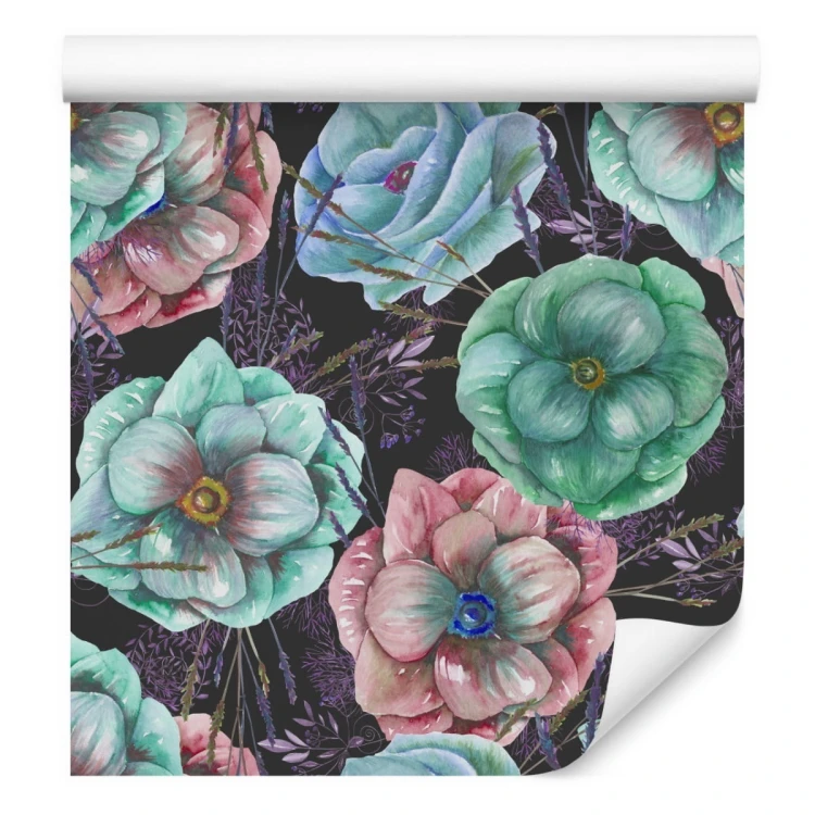 Tapeta Kolorowe Zawilce Malowane Akwarelą